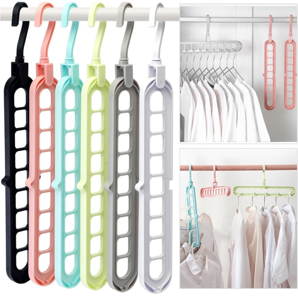 6 Closet Organizer Magic Space Hangers Storage with 9 Holes